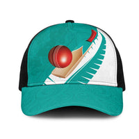 New Zealand Cricket Mesh Trucker Cap Kiwi Birds Haka Dance Turquoise Fern Sporty Style LT03 One Size Black Turquoise - Polynesian Pride