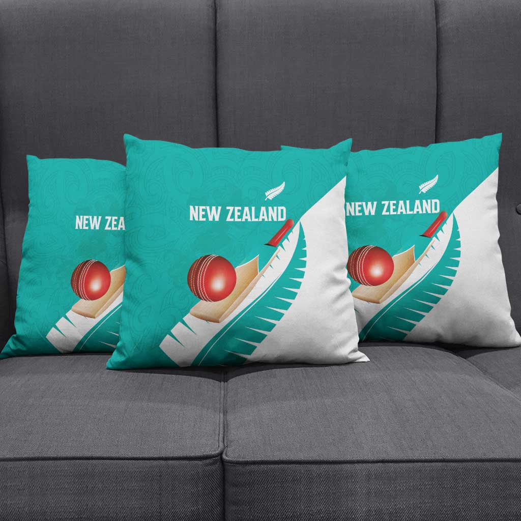 New Zealand Cricket Pillow Cover Kiwi Birds Haka Dance Turquoise Fern Sporty Style LT03 - Polynesian Pride