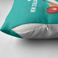 New Zealand Cricket Pillow Cover Kiwi Birds Haka Dance Turquoise Fern Sporty Style LT03 - Polynesian Pride