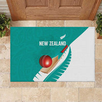 New Zealand Cricket Rubber Doormat Kiwi Birds Haka Dance Turquoise Fern Sporty Style LT03 Turquoise - Polynesian Pride
