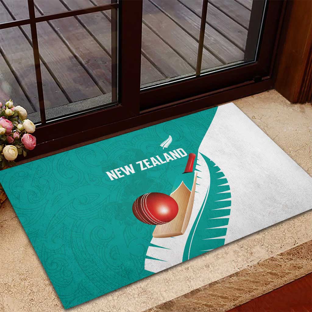 New Zealand Cricket Rubber Doormat Kiwi Birds Haka Dance Turquoise Fern Sporty Style LT03 - Polynesian Pride