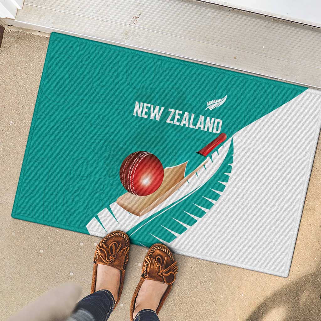 New Zealand Cricket Rubber Doormat Kiwi Birds Haka Dance Turquoise Fern Sporty Style LT03 - Polynesian Pride