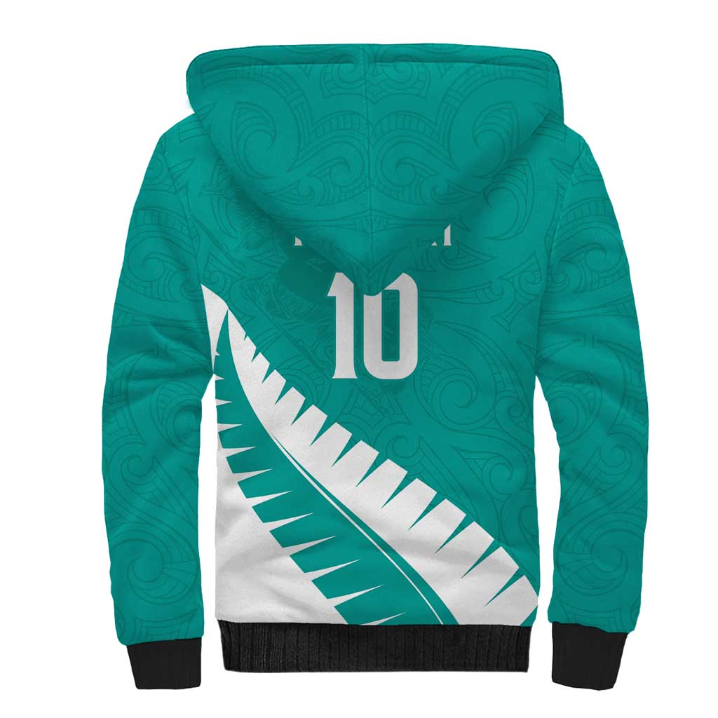 Custom New Zealand Cricket Sherpa Hoodie Kiwi Birds Haka Dance Turquoise Fern Sporty Style LT03 - Polynesian Pride