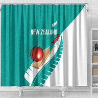New Zealand Cricket Shower Curtain Kiwi Birds Haka Dance Turquoise Fern Sporty Style LT03 - Polynesian Pride