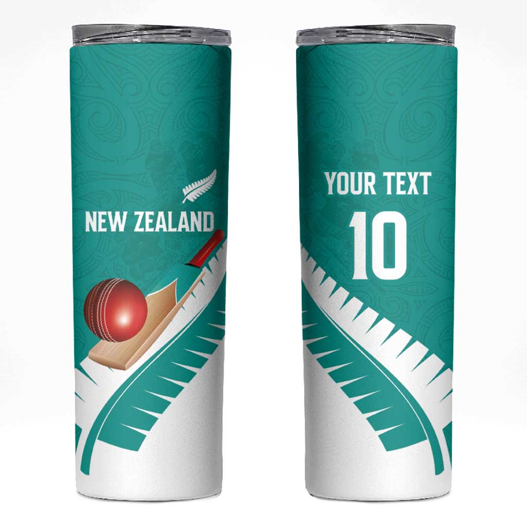 Custom New Zealand Cricket Skinny Tumbler Kiwi Birds Haka Dance Turquoise Fern Sporty Style LT03 Turquoise - Polynesian Pride