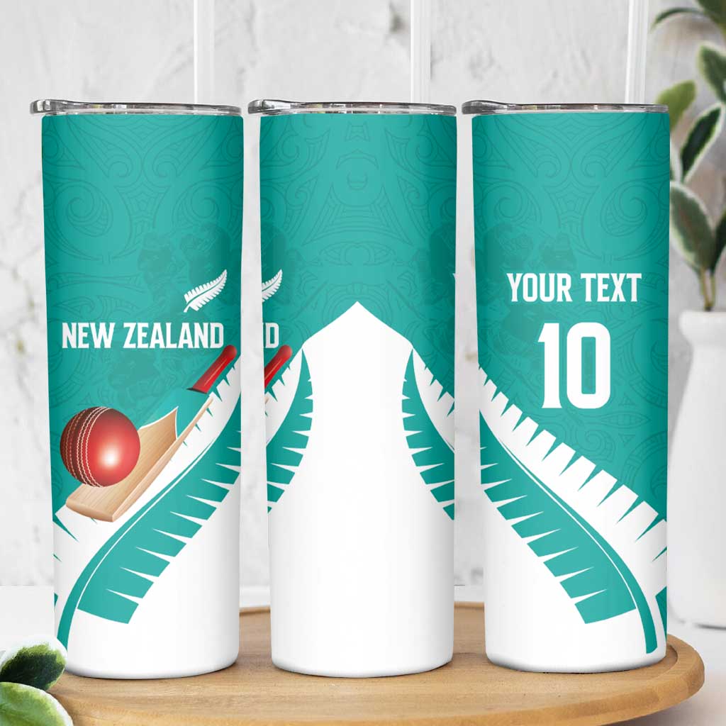 Custom New Zealand Cricket Skinny Tumbler Kiwi Birds Haka Dance Turquoise Fern Sporty Style LT03 - Polynesian Pride