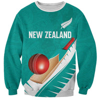 Custom New Zealand Cricket Sweatshirt Kiwi Birds Haka Dance Turquoise Fern Sporty Style LT03 Unisex Turquoise - Polynesian Pride