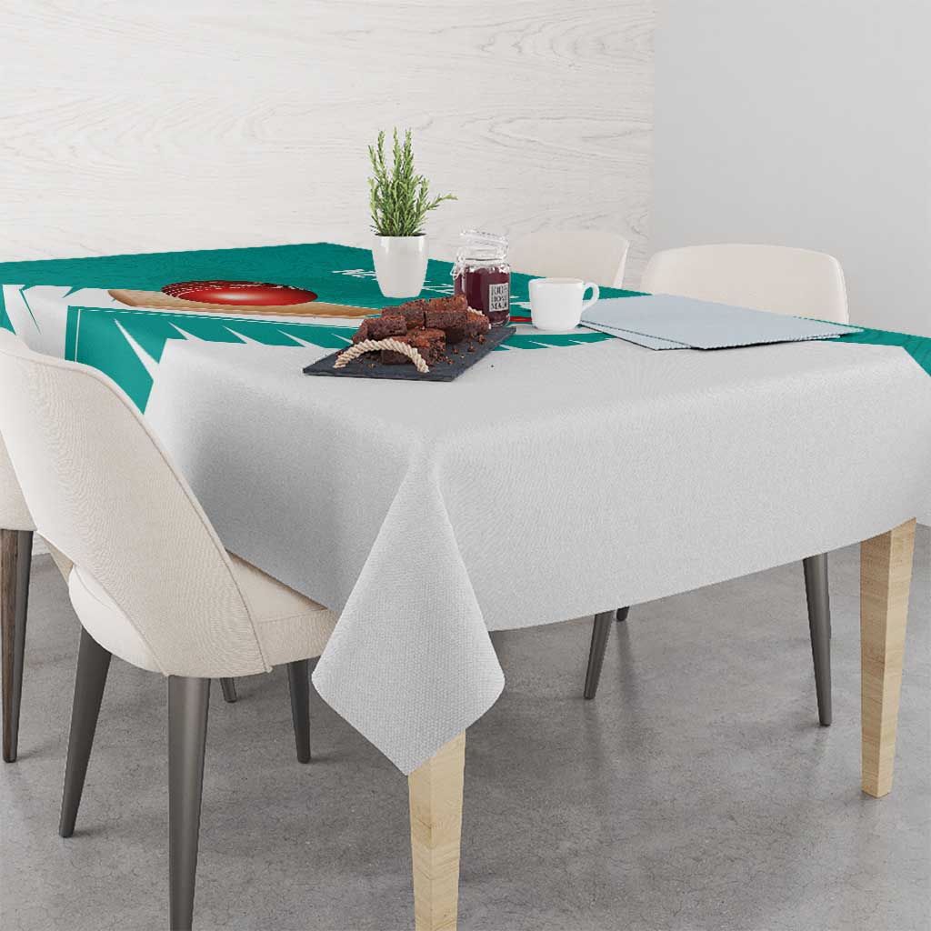 New Zealand Cricket Tablecloth Kiwi Birds Haka Dance Turquoise Fern Sporty Style LT03 - Polynesian Pride