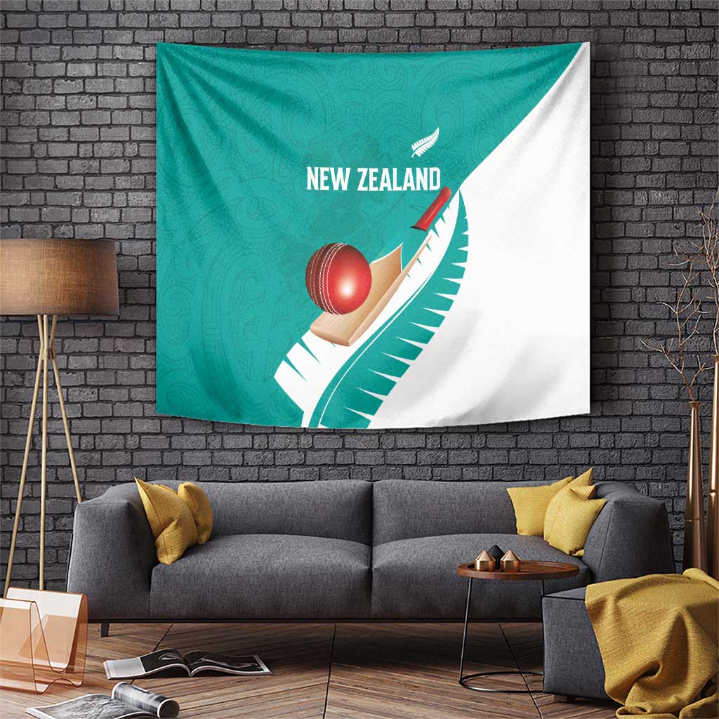 New Zealand Cricket Tapestry Kiwi Birds Haka Dance Turquoise Fern Sporty Style
