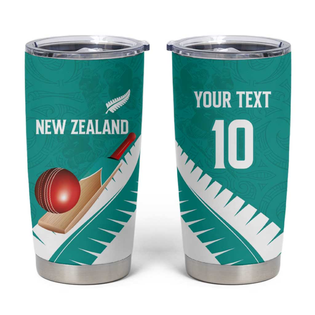 Custom New Zealand Cricket Tumbler Cup Kiwi Birds Haka Dance Turquoise Fern Sporty Style