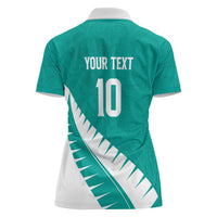 Custom New Zealand Cricket Women Polo Shirt Kiwi Birds Haka Dance Turquoise Fern Sporty Style LT03 - Polynesian Pride