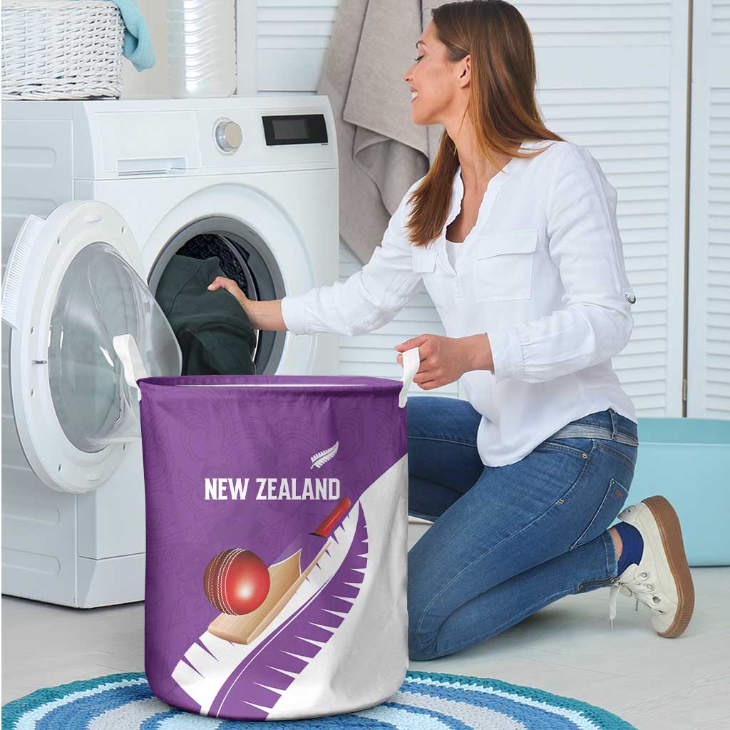 New Zealand Cricket Laundry Basket Kiwi Birds Haka Dance Purple Fern Sporty Style LT03 - Polynesian Pride