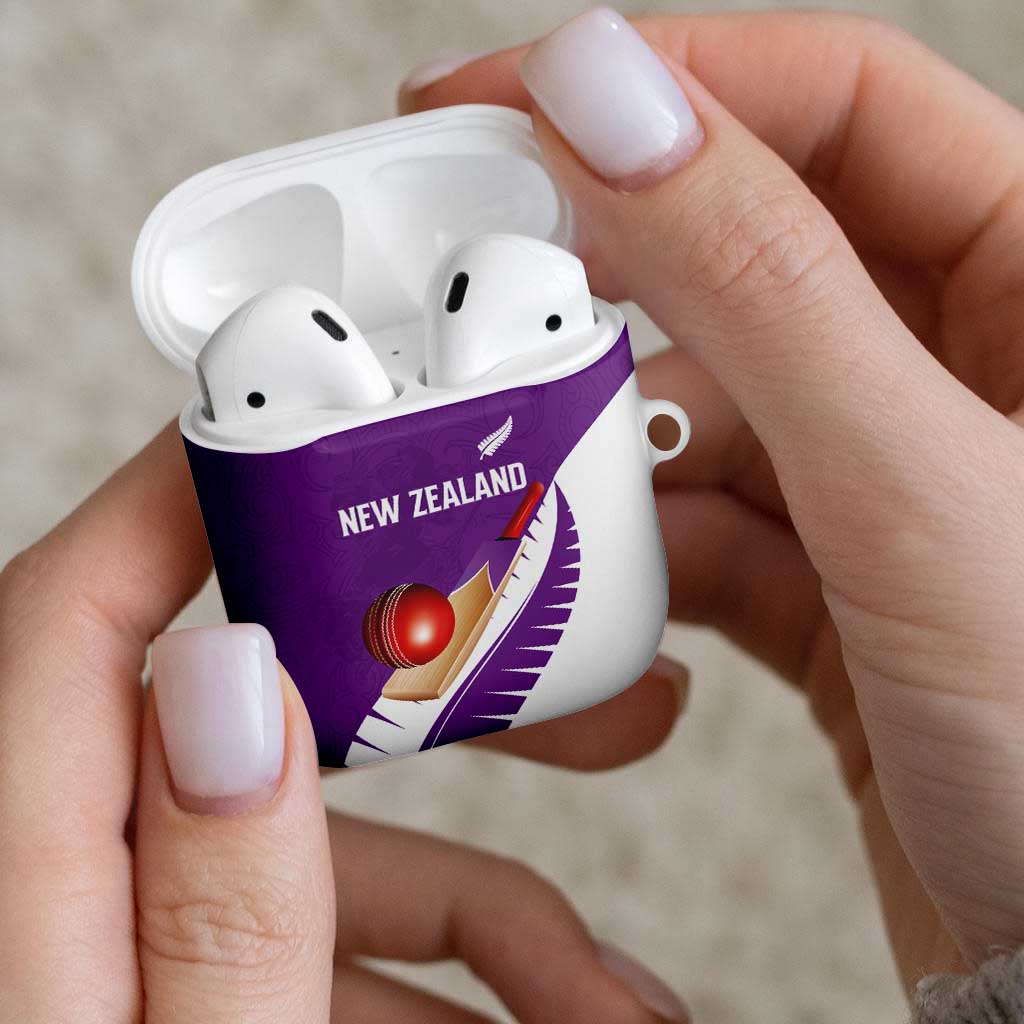 New Zealand Cricket AirPods Case Kiwi Birds Haka Dance Purple Fern Sporty Style LT03 - Polynesian Pride