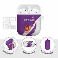 New Zealand Cricket AirPods Case Kiwi Birds Haka Dance Purple Fern Sporty Style LT03 - Polynesian Pride