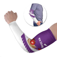 Custom New Zealand Cricket Arm Sleeves Kiwi Birds Haka Dance Purple Fern Sporty Style LT03 Set of 2 Purple - Polynesian Pride