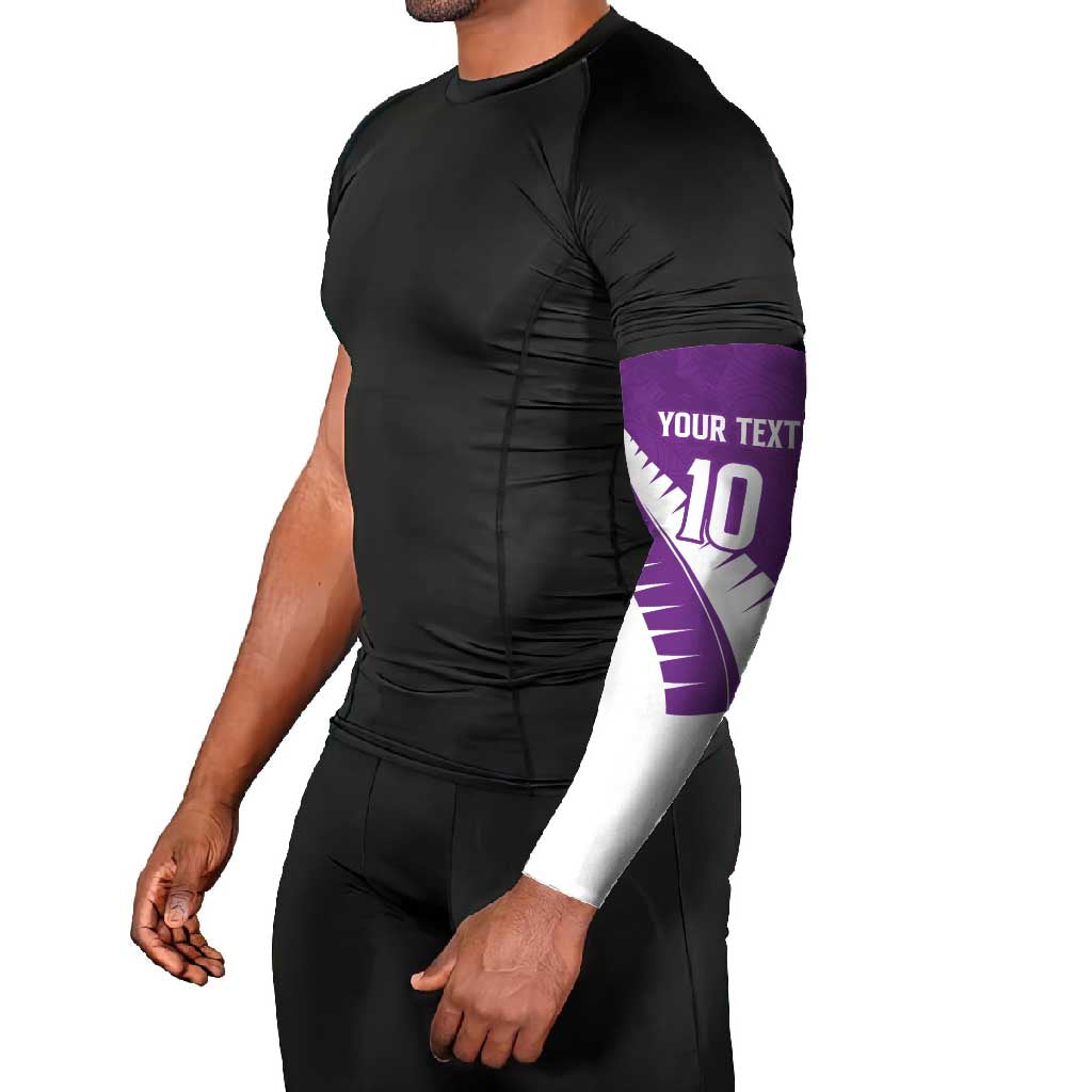 Custom New Zealand Cricket Arm Sleeves Kiwi Birds Haka Dance Purple Fern Sporty Style LT03 - Polynesian Pride