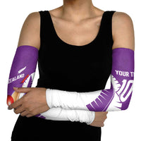 Custom New Zealand Cricket Arm Sleeves Kiwi Birds Haka Dance Purple Fern Sporty Style LT03 - Polynesian Pride