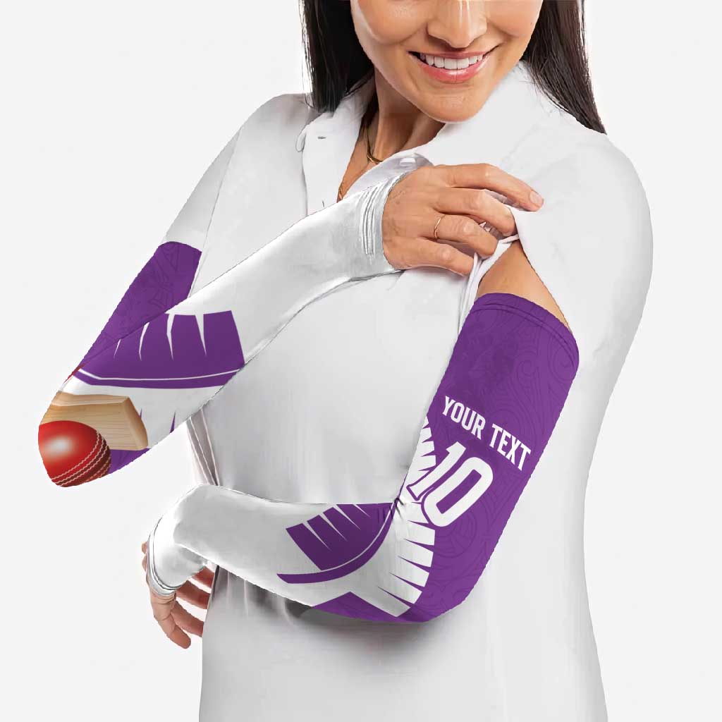 Custom New Zealand Cricket Arm Sleeves Kiwi Birds Haka Dance Purple Fern Sporty Style LT03 - Polynesian Pride
