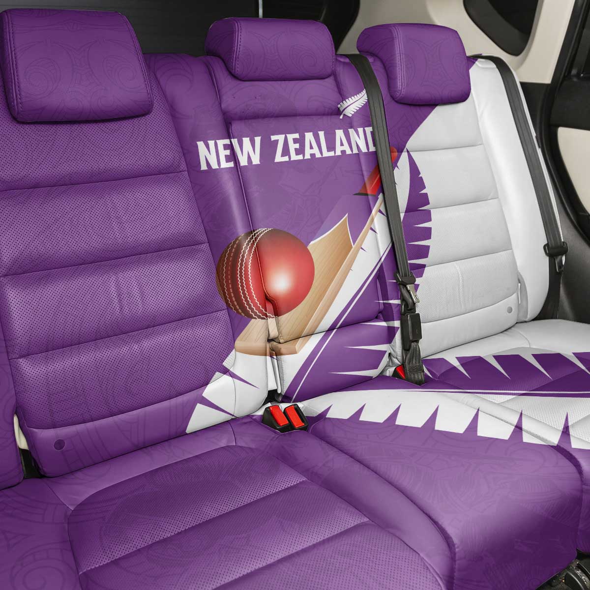New Zealand Cricket Back Car Seat Cover Kiwi Birds Haka Dance Purple Fern Sporty Style LT03 - Polynesian Pride
