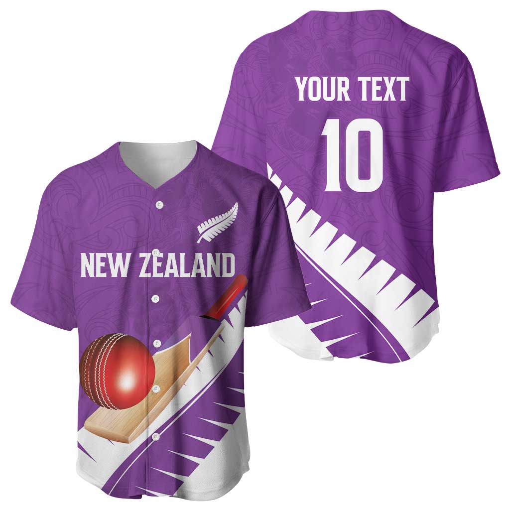 Custom New Zealand Cricket Baseball Jersey Kiwi Birds Haka Dance Purple Fern Sporty Style LT03 - Polynesian Pride