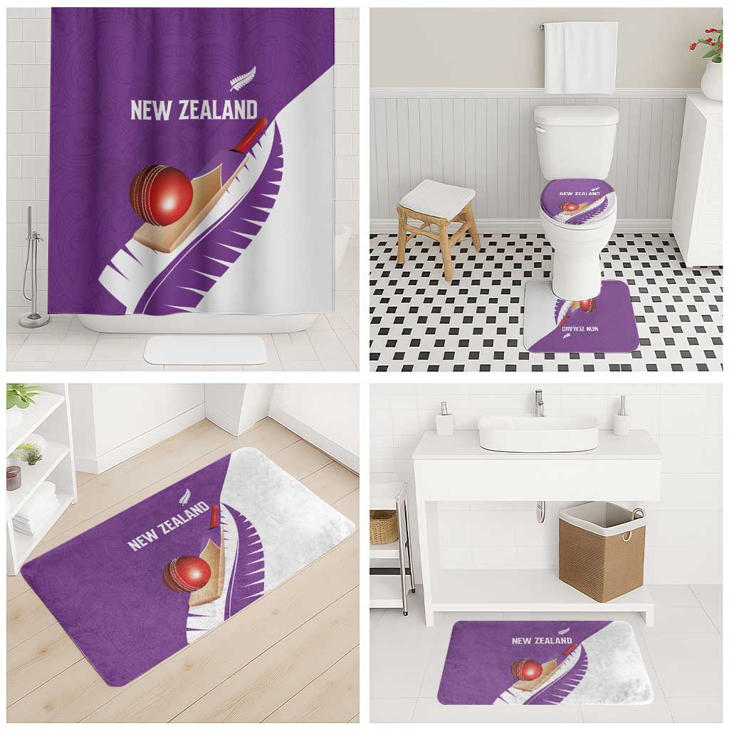 New Zealand Cricket Bathroom Set Kiwi Birds Haka Dance Purple Fern Sporty Style LT03 - Polynesian Pride