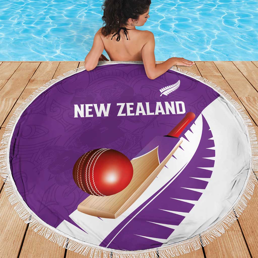 New Zealand Cricket Beach Blanket Kiwi Birds Haka Dance Purple Fern Sporty Style LT03 - Polynesian Pride