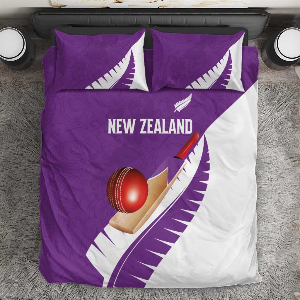 New Zealand Cricket Bedding Set Kiwi Birds Haka Dance Purple Fern Sporty Style LT03 Purple - Polynesian Pride