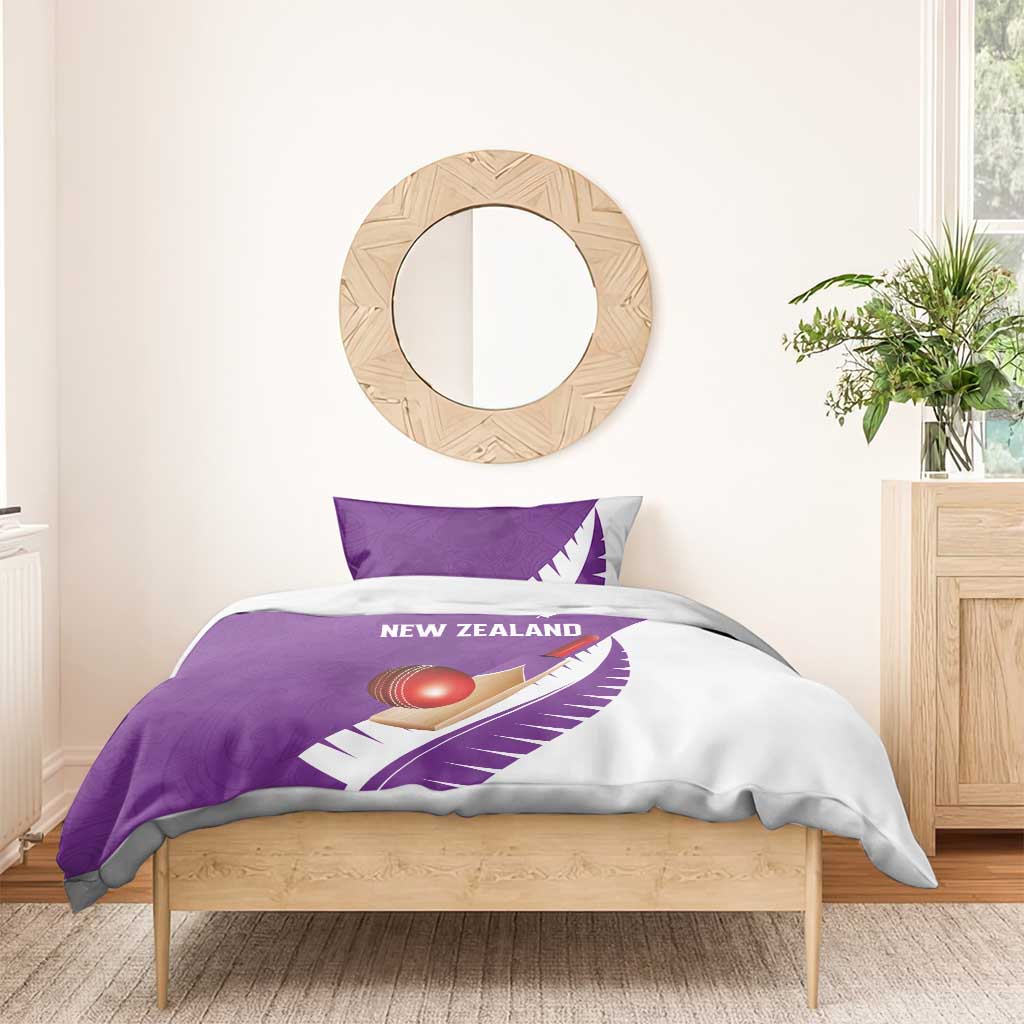 New Zealand Cricket Bedding Set Kiwi Birds Haka Dance Purple Fern Sporty Style LT03 - Polynesian Pride