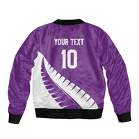 Custom New Zealand Cricket Bomber Jacket Kiwi Birds Haka Dance Purple Fern Sporty Style LT03 - Polynesian Pride
