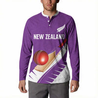 Custom New Zealand Cricket Button Sweatshirt Kiwi Birds Haka Dance Purple Fern Sporty Style LT03 - Polynesian Pride