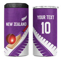 Custom New Zealand Cricket 4 in 1 Can Cooler Tumbler Kiwi Birds Haka Dance Purple Fern Sporty Style LT03 One Size: 16 oz Purple - Polynesian Pride