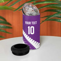 Custom New Zealand Cricket 4 in 1 Can Cooler Tumbler Kiwi Birds Haka Dance Purple Fern Sporty Style LT03 - Polynesian Pride