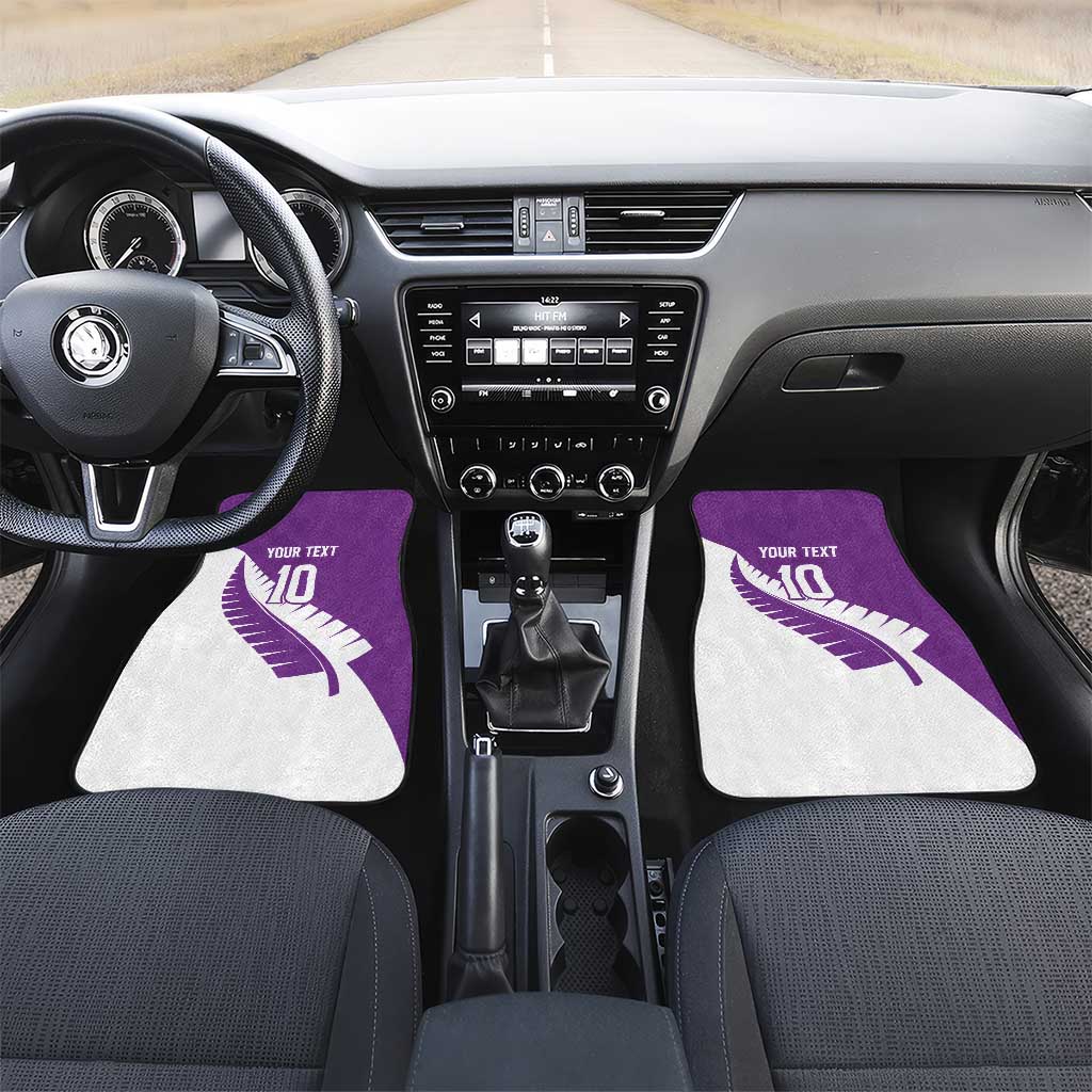 Custom New Zealand Cricket Car Mats Kiwi Birds Haka Dance Purple Fern Sporty Style LT03 Set 2pcs - Front Purple - Polynesian Pride