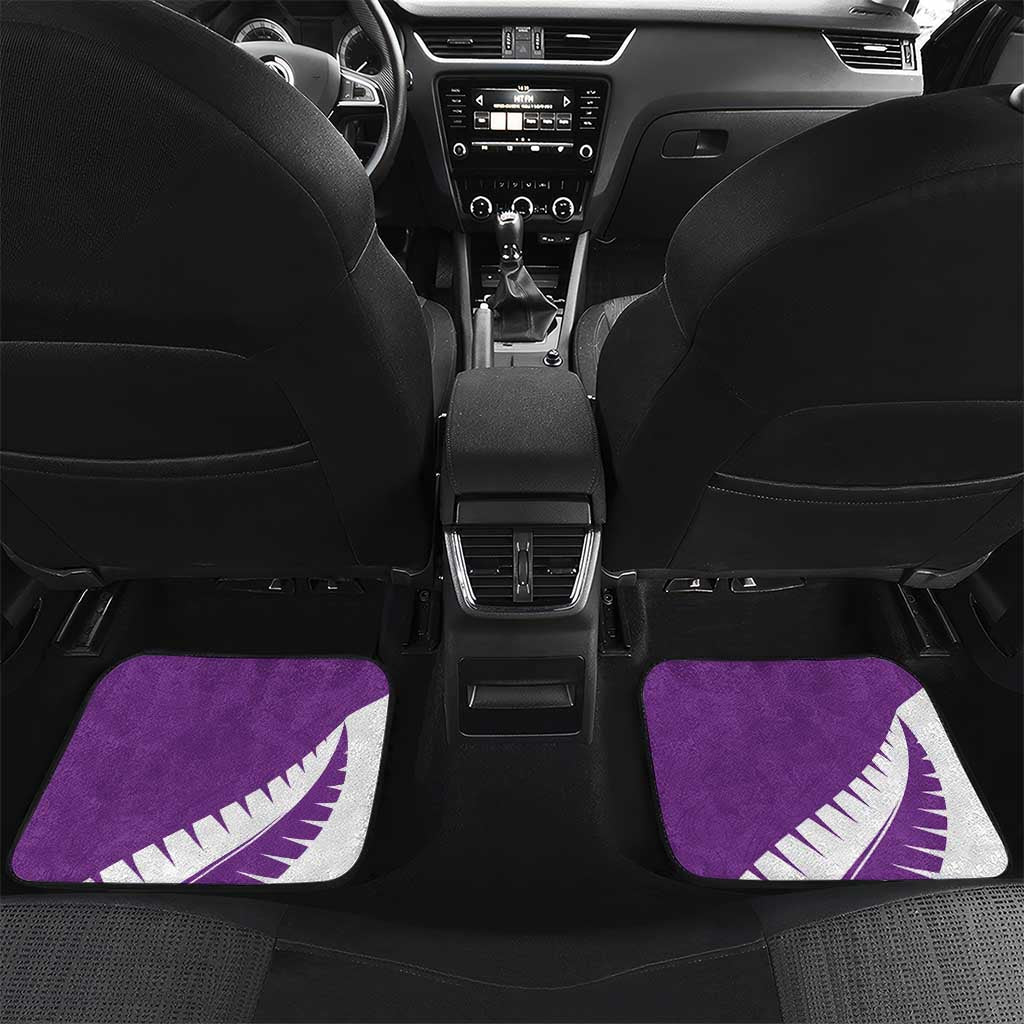 Custom New Zealand Cricket Car Mats Kiwi Birds Haka Dance Purple Fern Sporty Style LT03 Set 2pcs - Back Purple - Polynesian Pride