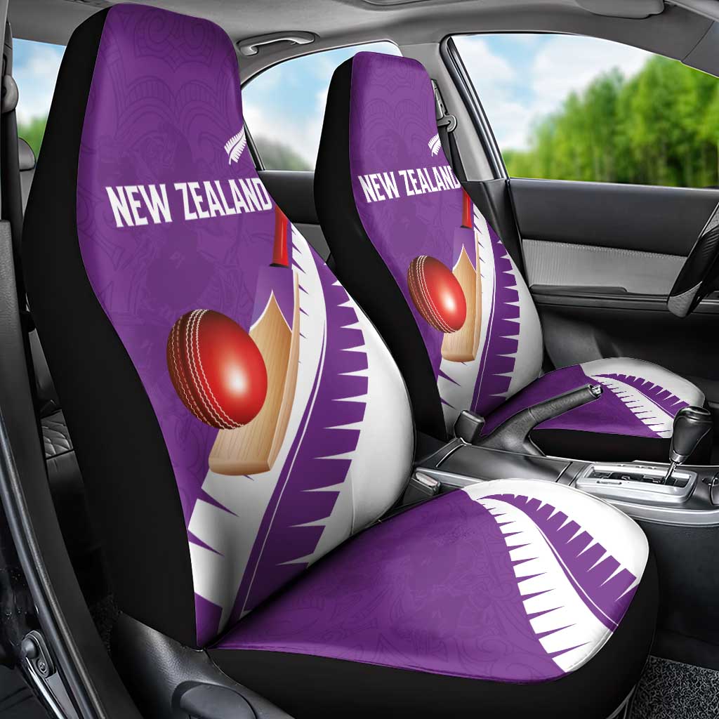 New Zealand Cricket Car Seat Cover Kiwi Birds Haka Dance Purple Fern Sporty Style LT03 - Polynesian Pride