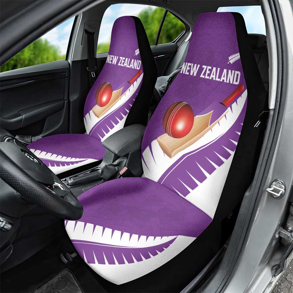 New Zealand Cricket Car Seat Cover Kiwi Birds Haka Dance Purple Fern Sporty Style LT03 - Polynesian Pride