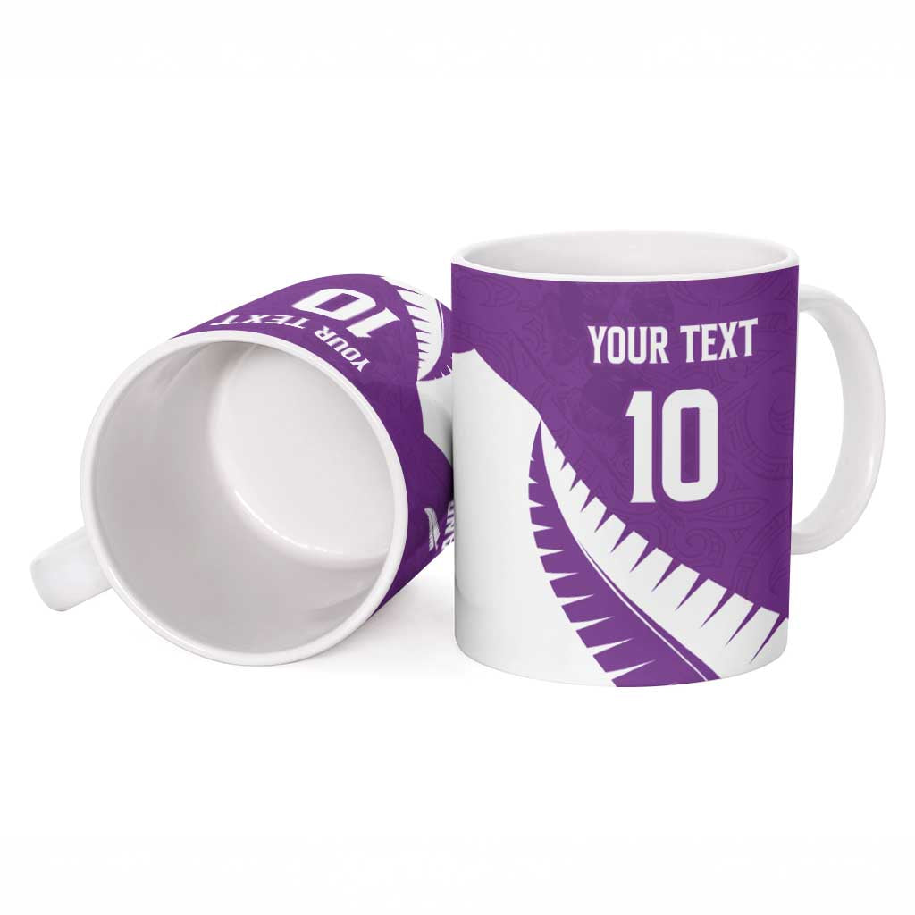 Custom New Zealand Cricket Ceramic Mug Kiwi Birds Haka Dance Purple Fern Sporty Style LT03 - Polynesian Pride