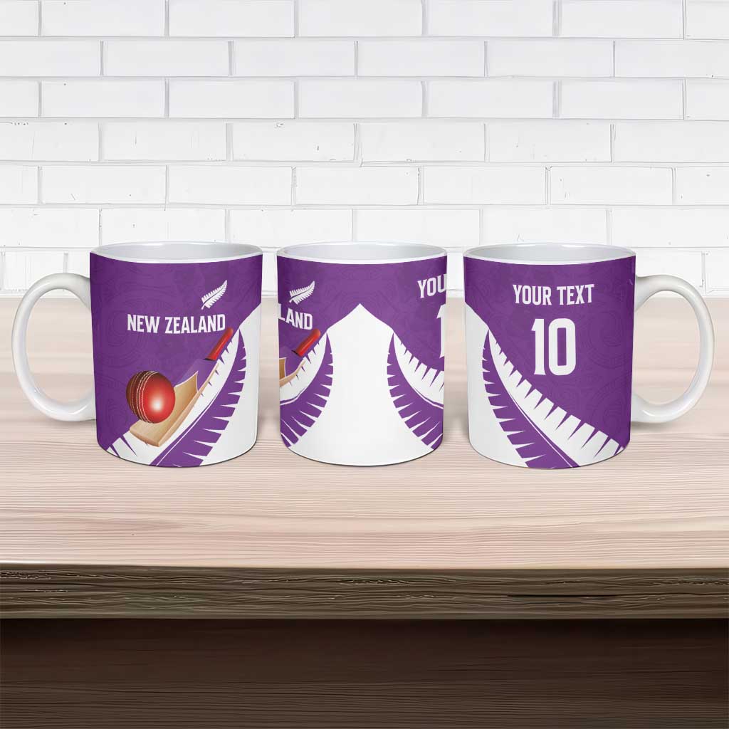 Custom New Zealand Cricket Ceramic Mug Kiwi Birds Haka Dance Purple Fern Sporty Style LT03 - Polynesian Pride