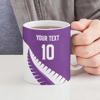 Custom New Zealand Cricket Ceramic Mug Kiwi Birds Haka Dance Purple Fern Sporty Style LT03 - Polynesian Pride