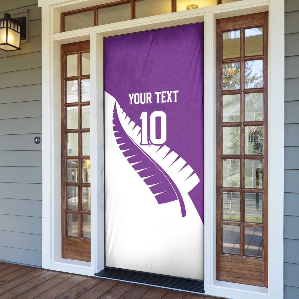 Custom New Zealand Cricket Door Cover Kiwi Birds Haka Dance Purple Fern Sporty Style LT03 - Polynesian Pride