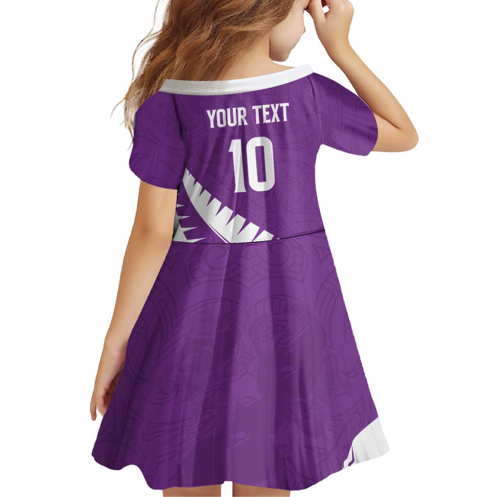 Custom New Zealand Cricket Family Matching Off Shoulder Maxi Dress and Hawaiian Shirt Kiwi Birds Haka Dance Purple Fern Sporty Style LT03 - Polynesian Pride