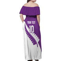 Custom New Zealand Cricket Family Matching Off Shoulder Maxi Dress and Hawaiian Shirt Kiwi Birds Haka Dance Purple Fern Sporty Style LT03 - Polynesian Pride