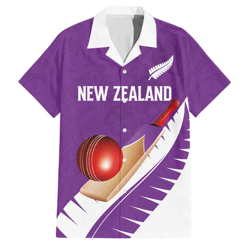 Custom New Zealand Cricket Family Matching Tank Maxi Dress and Hawaiian Shirt Kiwi Birds Haka Dance Purple Fern Sporty Style LT03 Dad's Shirt - Short Sleeve Purple - Polynesian Pride
