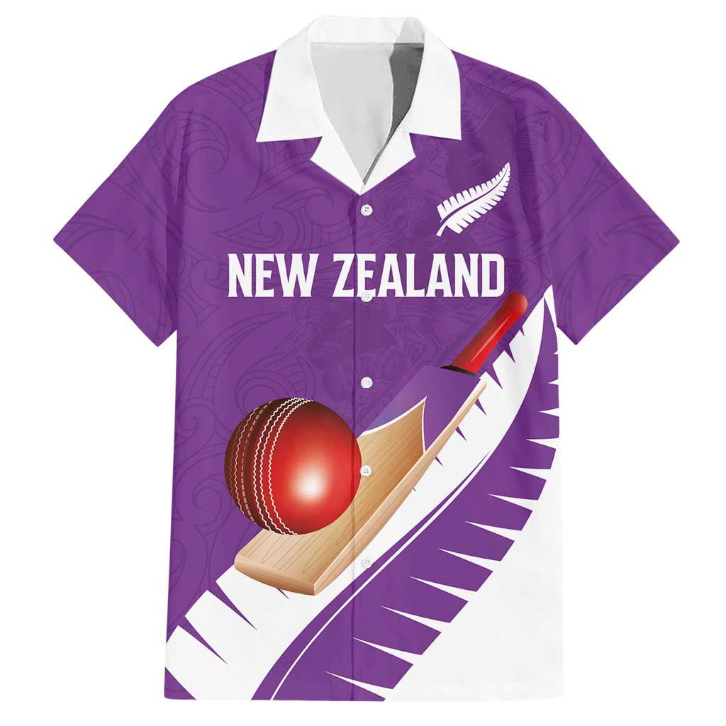Custom New Zealand Cricket Hawaiian Shirt Kiwi Birds Haka Dance Purple Fern Sporty Style LT03 Purple - Polynesian Pride