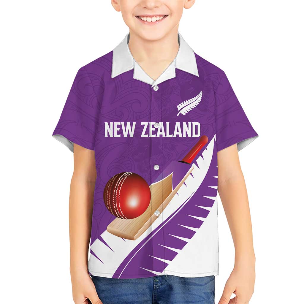 Custom New Zealand Cricket Hawaiian Shirt Kiwi Birds Haka Dance Purple Fern Sporty Style LT03 - Polynesian Pride