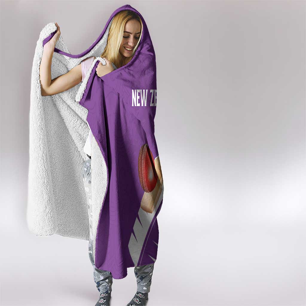 New Zealand Cricket Hooded Blanket Kiwi Birds Haka Dance Purple Fern Sporty Style LT03 - Polynesian Pride