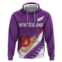 Custom New Zealand Cricket Hoodie Kiwi Birds Haka Dance Purple Fern Sporty Style LT03 Pullover Hoodie Purple - Polynesian Pride