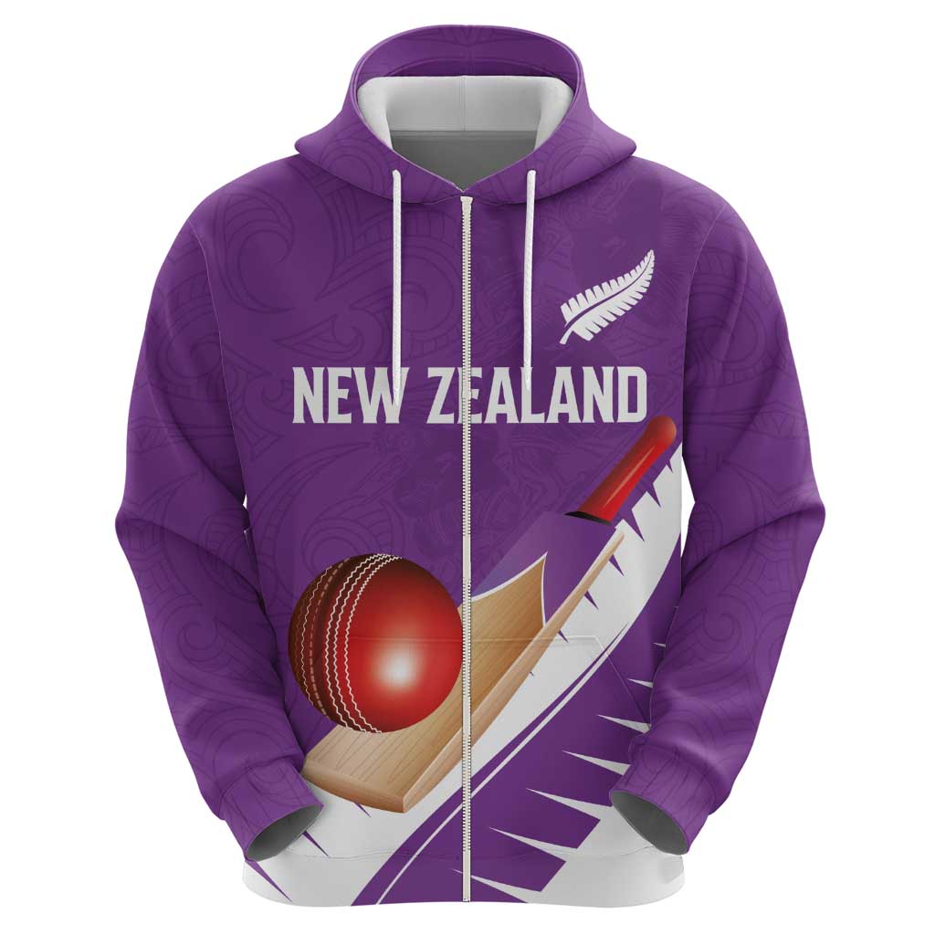 Custom New Zealand Cricket Hoodie Kiwi Birds Haka Dance Purple Fern Sporty Style LT03 - Polynesian Pride