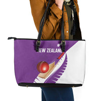 New Zealand Cricket Leather Tote Bag Kiwi Birds Haka Dance Purple Fern Sporty Style LT03 - Polynesian Pride