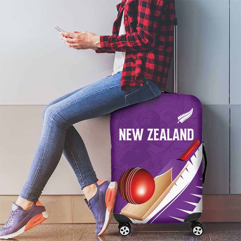 New Zealand Cricket Luggage Cover Kiwi Birds Haka Dance Purple Fern Sporty Style